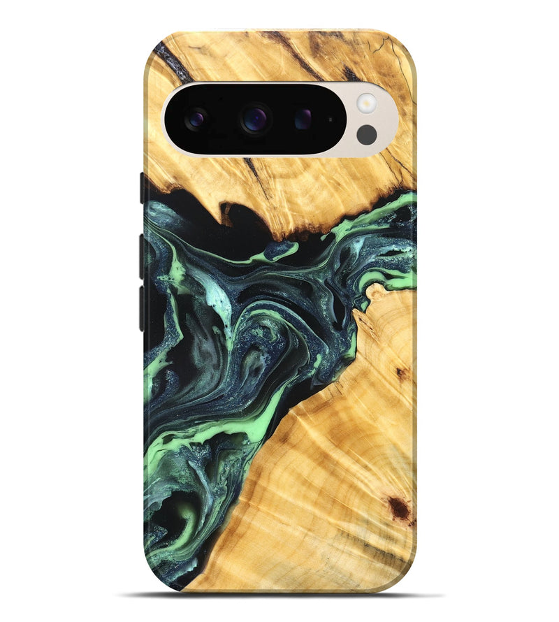 Pixel 9 Pro XL Wood Live Edge Phone Case - Lukas (Green, 824006)