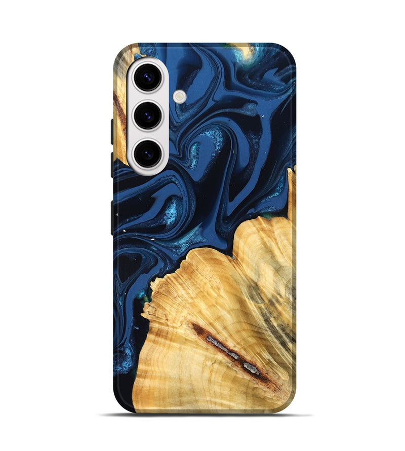 Galaxy S25 Wood Live Edge Phone Case - Tarsha (Blue, 824009)