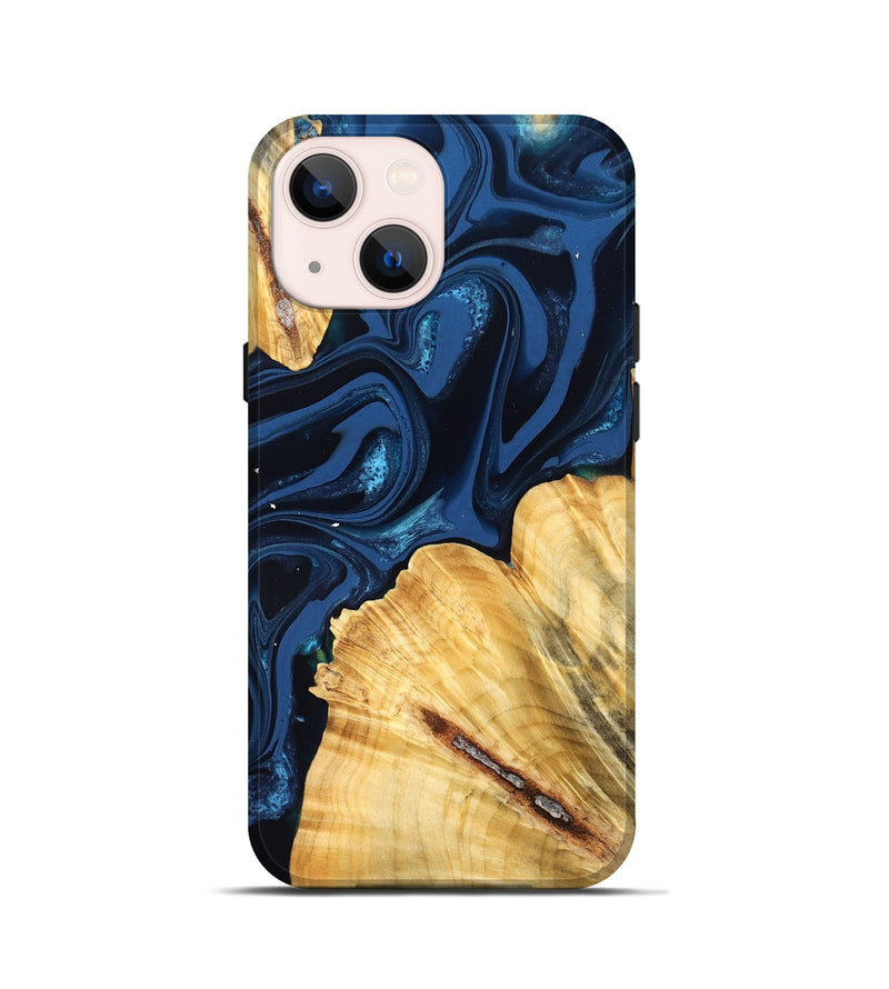 iPhone 13 mini Wood Live Edge Phone Case - Tarsha (Blue, 824009)