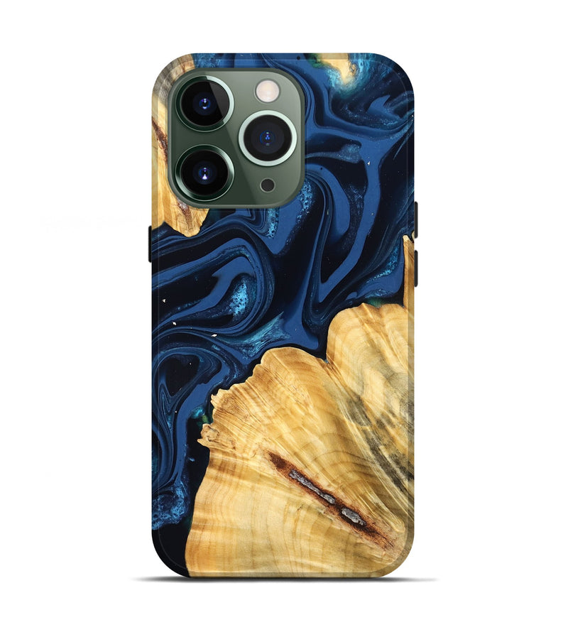 iPhone 13 Pro Wood Live Edge Phone Case - Tarsha (Blue, 824009)
