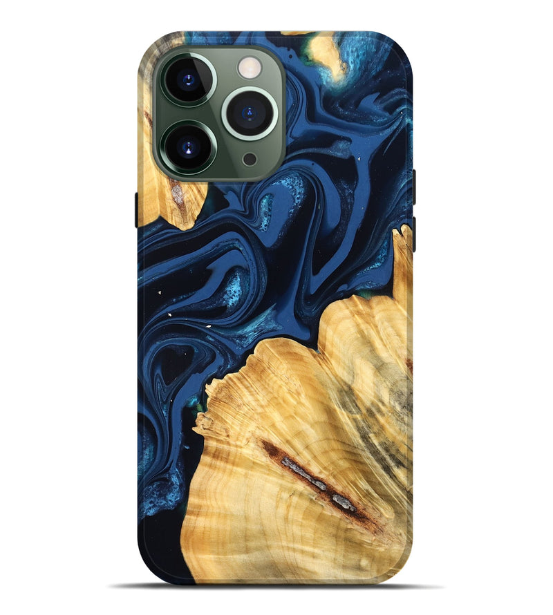 iPhone 13 Pro Max Wood Live Edge Phone Case - Tarsha (Blue, 824009)