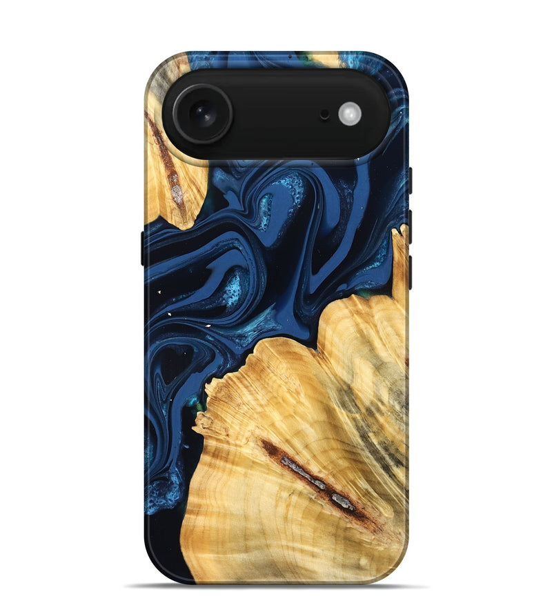 iPhone 17 Air Wood Live Edge Phone Case - Tarsha (Blue, 824009)
