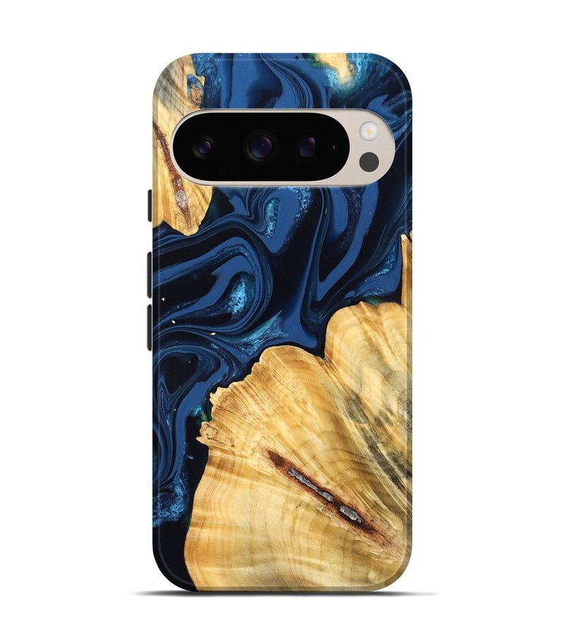 Pixel 10 Pro Wood Live Edge Phone Case - Tarsha (Blue, 824009)