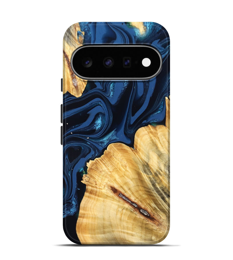 Pixel 11 Pro Wood Live Edge Phone Case - Tarsha (Blue, 824009)