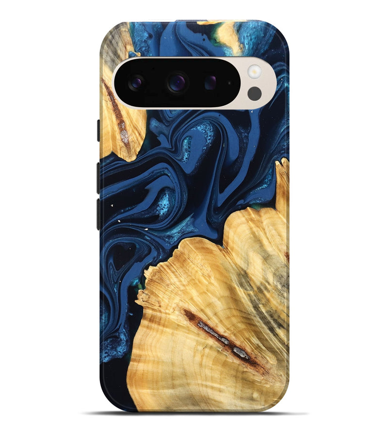 Pixel 9 Pro XL Wood Live Edge Phone Case - Tarsha (Blue, 824009)