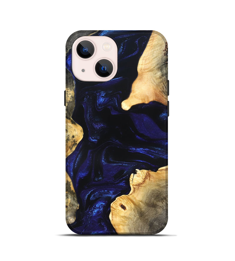 iPhone 13 mini Wood Live Edge Phone Case - Stacie (Blue, 824010)