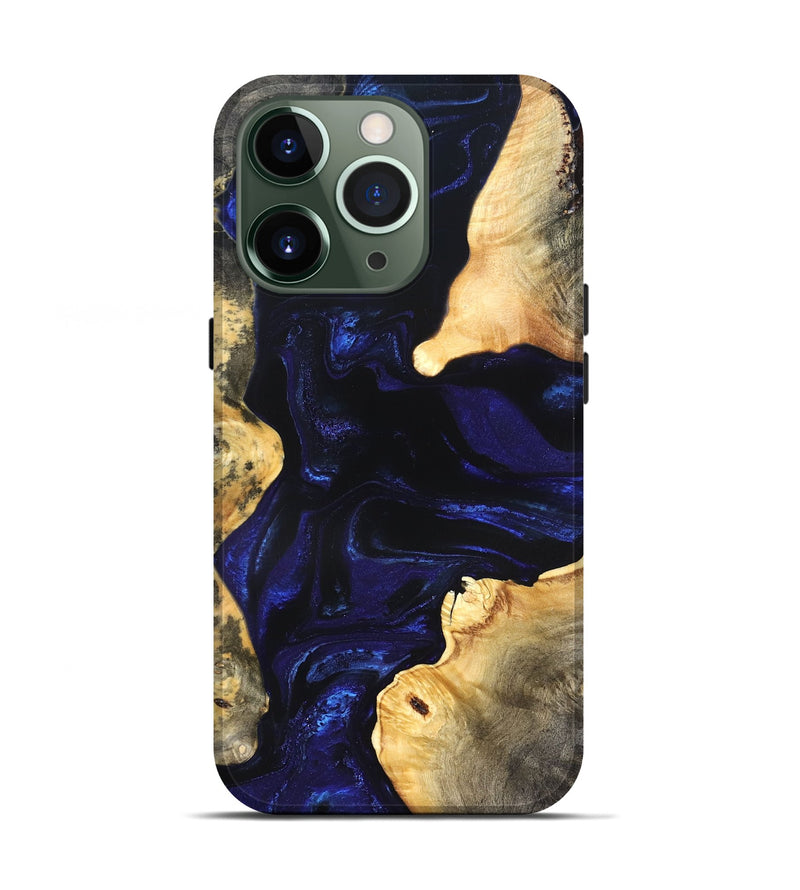 iPhone 13 Pro Wood Live Edge Phone Case - Stacie (Blue, 824010)