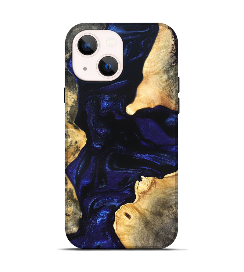 iPhone 14 Wood Live Edge Phone Case - Stacie (Blue, 824010)
