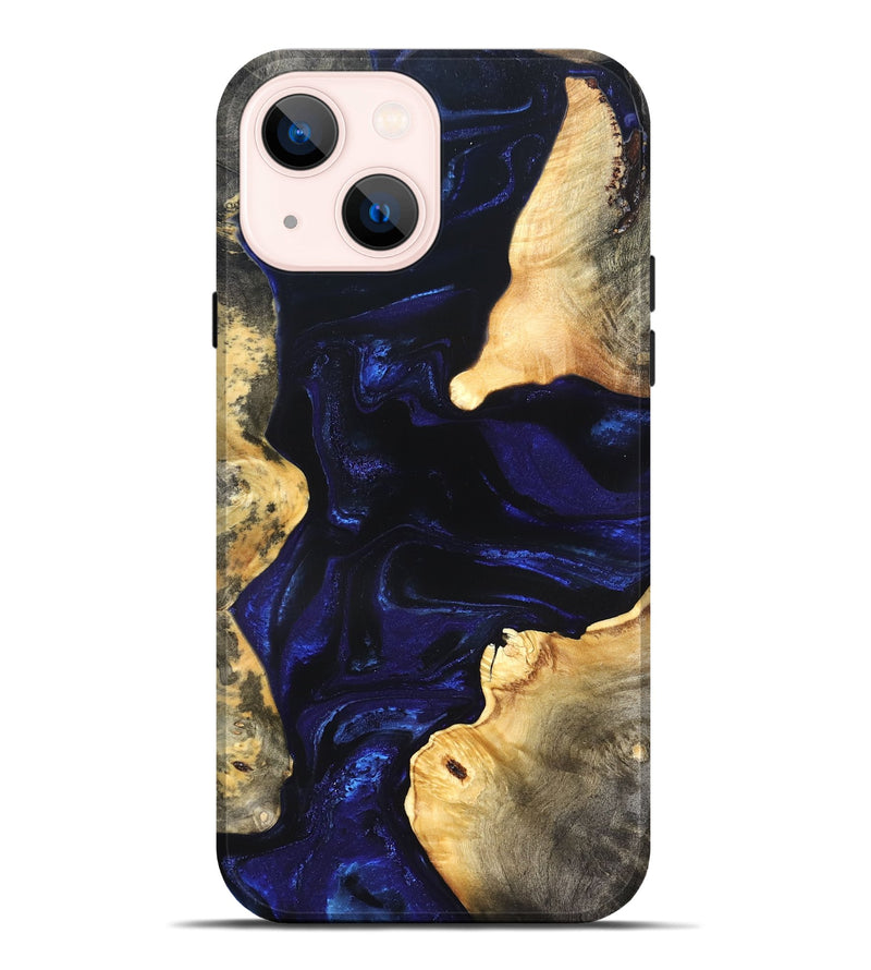 iPhone 14 Plus Wood Live Edge Phone Case - Stacie (Blue, 824010)