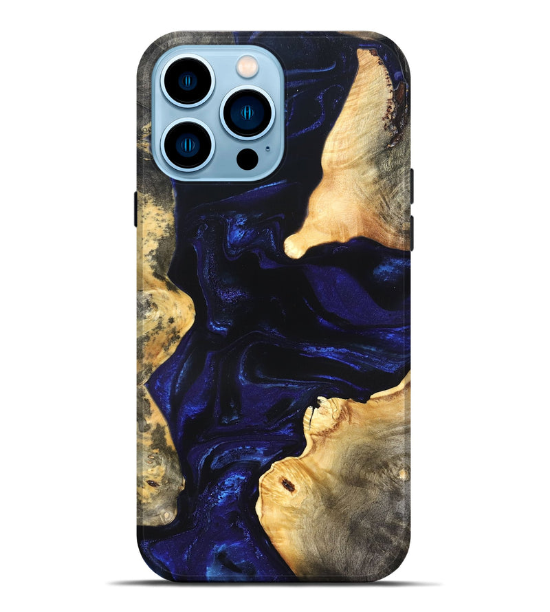 iPhone 14 Pro Max Wood Live Edge Phone Case - Stacie (Blue, 824010)