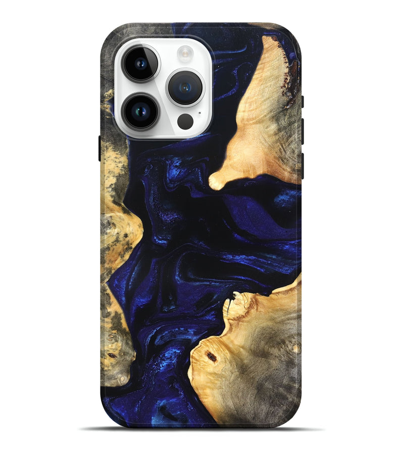 iPhone 15 Pro Max Wood Live Edge Phone Case - Stacie (Blue, 824010)