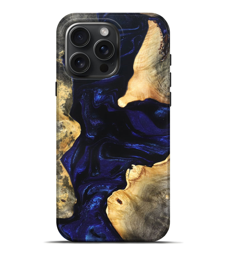 iPhone 16 Pro Max Wood Live Edge Phone Case - Stacie (Blue, 824010)