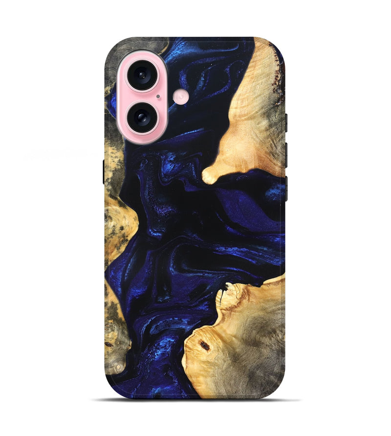 iPhone 17 Wood Live Edge Phone Case - Stacie (Blue, 824010)