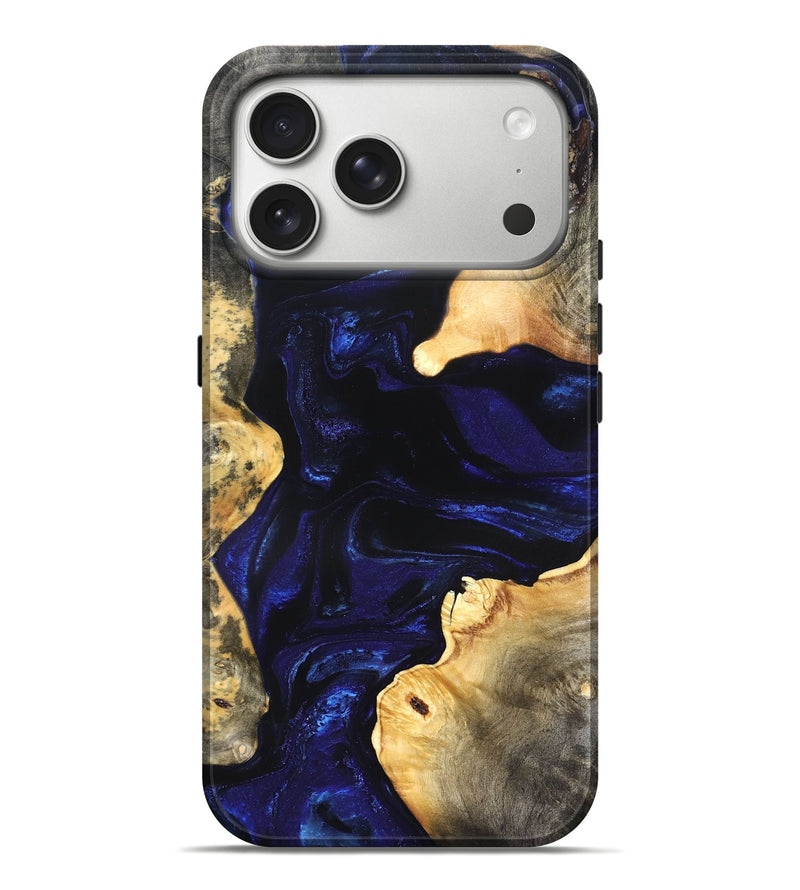 iPhone 17 Pro Max Wood Live Edge Phone Case - Stacie (Blue, 824010)