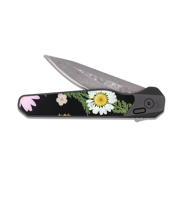 EDC Dark Damascus Wood Pocket Knife - Zavier (Bloom, 824015)