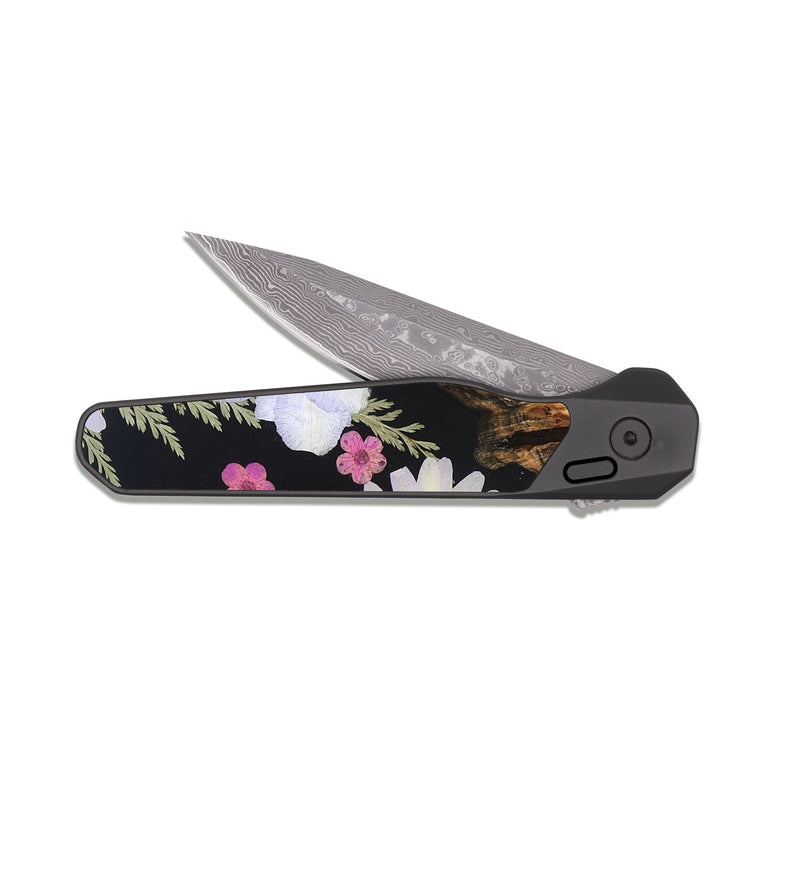 EDC Dark Damascus Wood Pocket Knife - Willis (Bloom, 824016)