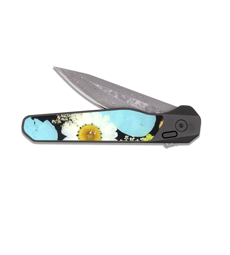 EDC Dark Damascus Wood Pocket Knife - Tracie (Bloom, 824017)