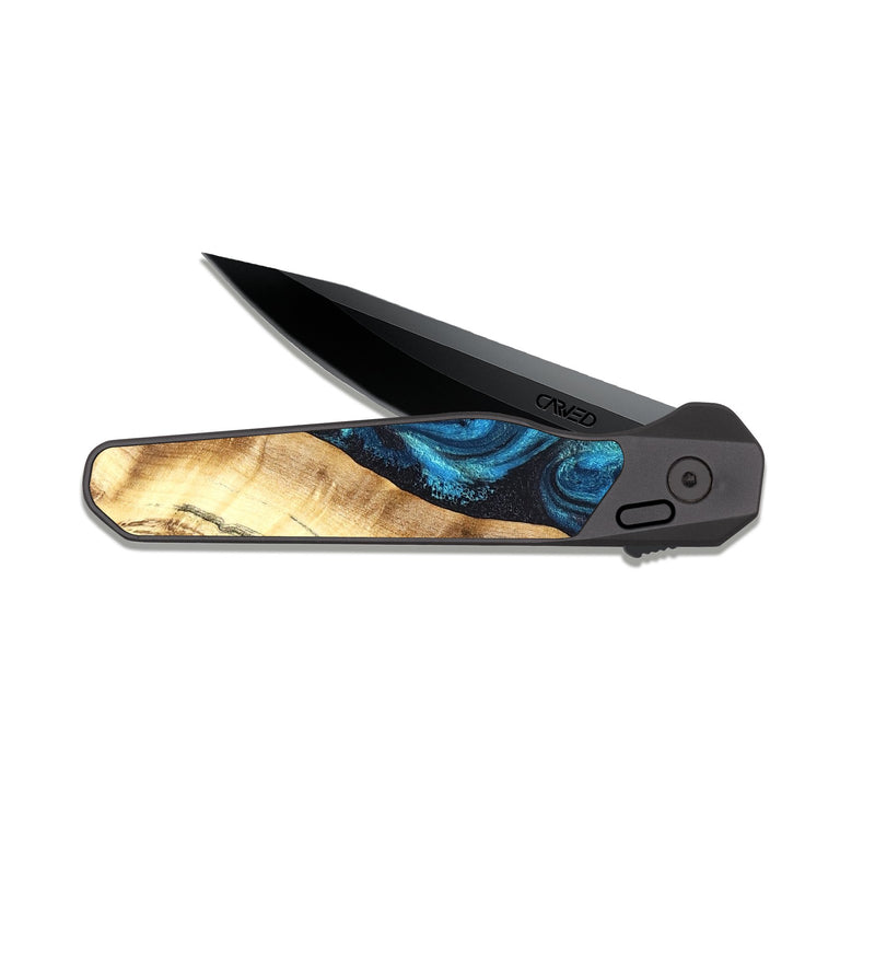 EDC Dark Slate Wood Pocket Knife - Louisa (Blue, 824044)