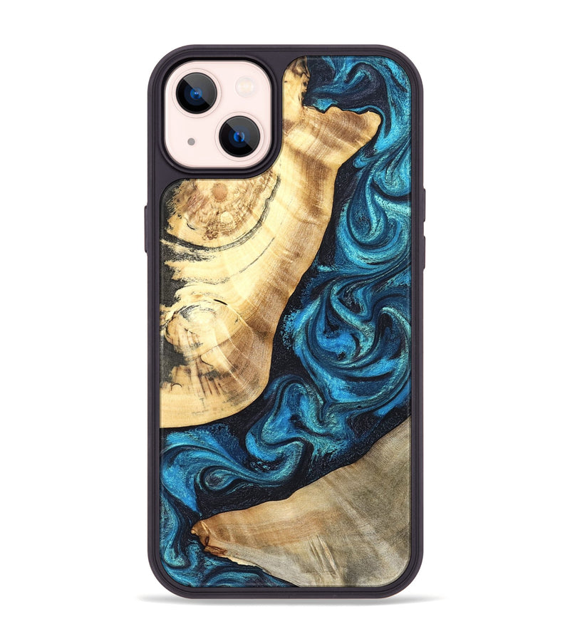 iPhone 14 Plus Wood Phone Case - Louisa (Blue, 824044)