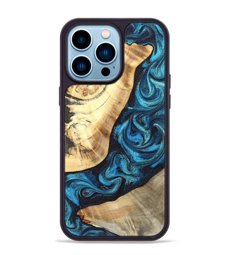 iPhone 14 Pro Max Wood Phone Case - Louisa (Blue, 824044)
