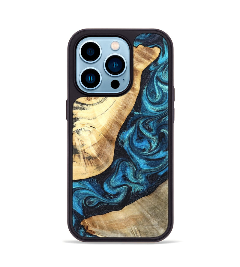 iPhone 14 Pro Wood Phone Case - Louisa (Blue, 824044)