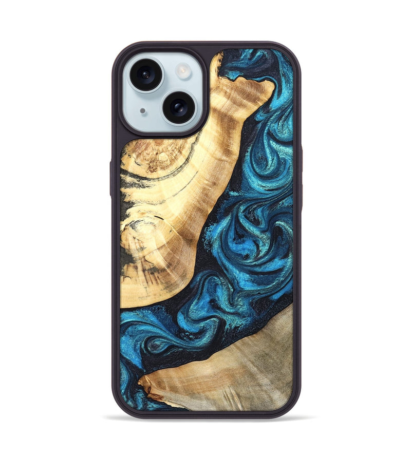 iPhone 15 Wood Phone Case - Louisa (Blue, 824044)