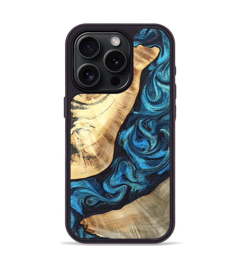 iPhone 15 Pro Wood Phone Case - Louisa (Blue, 824044)