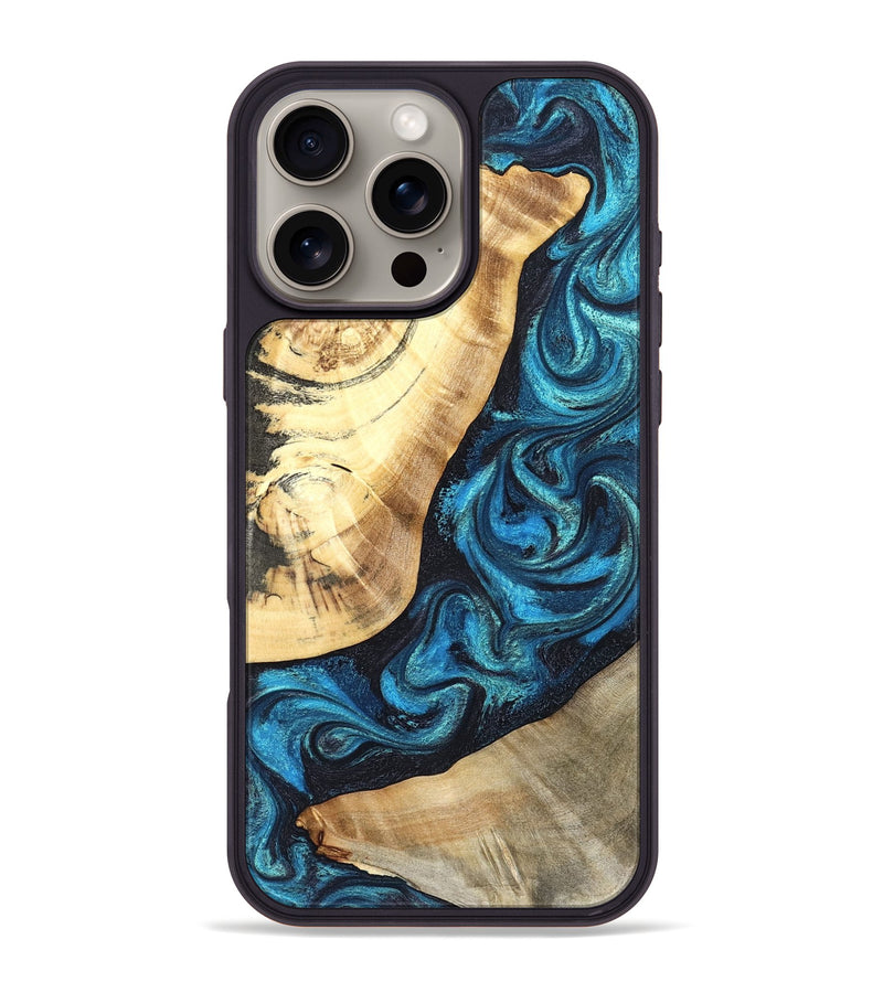 iPhone 16 Pro Max Wood Phone Case - Louisa (Blue, 824044)