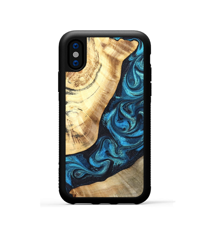 iPhone Xs Wood Phone Case - Louisa (Blue, 824044)