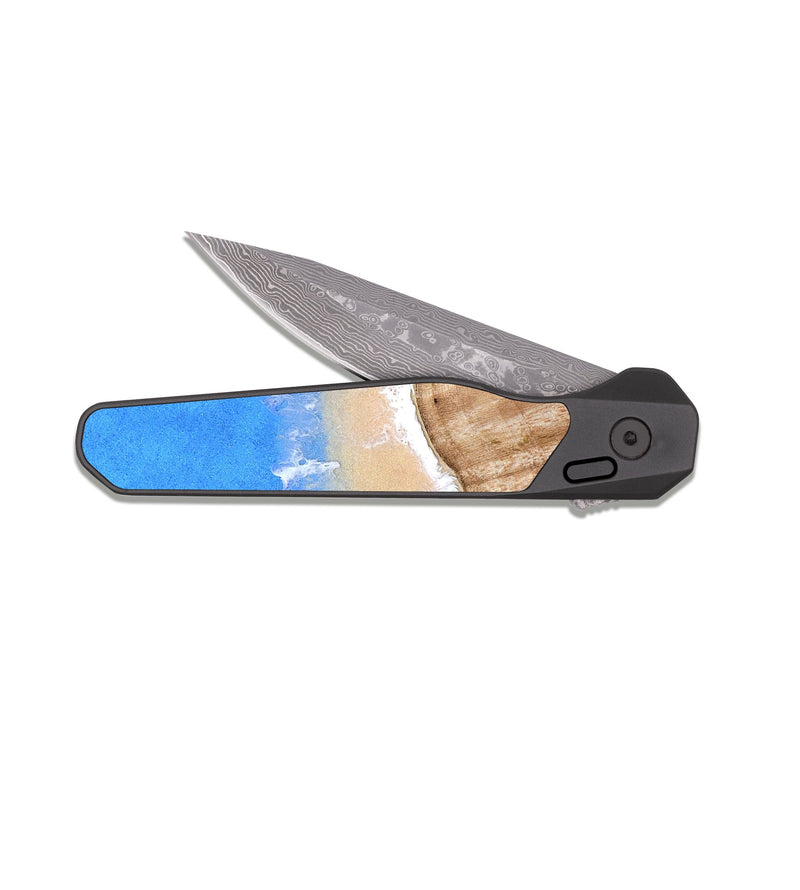 EDC Dark Damascus Wood Pocket Knife - Shellie (Coastal, 824061)