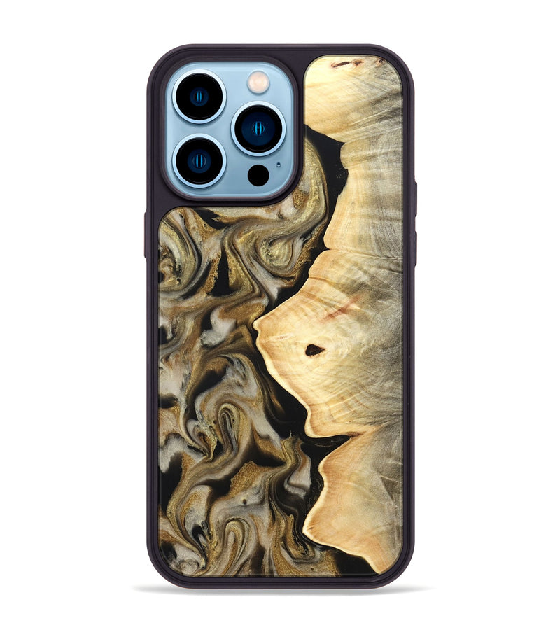 iPhone 14 Pro Max Wood Phone Case - Freda (Black & White, 824065)