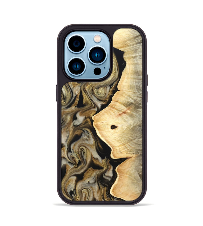 iPhone 14 Pro Wood Phone Case - Freda (Black & White, 824065)