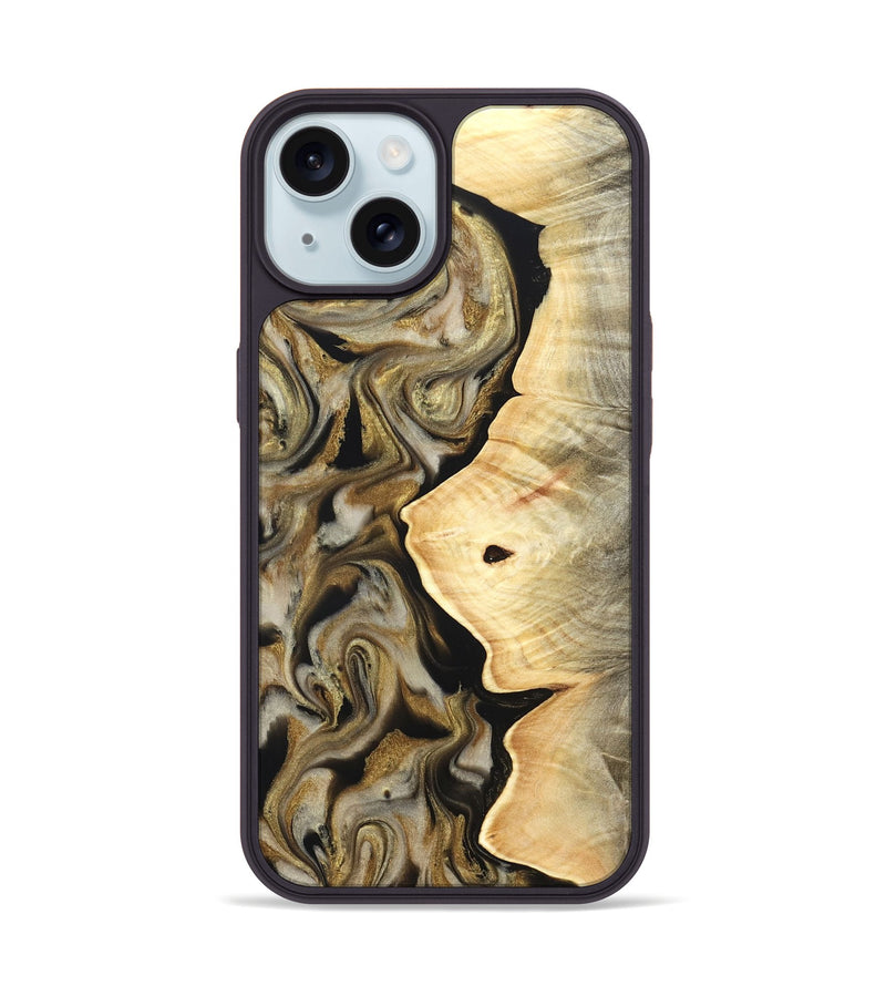 iPhone 15 Wood Phone Case - Freda (Black & White, 824065)