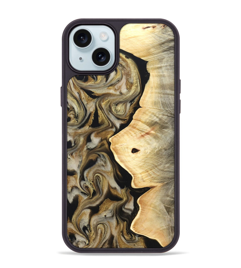 iPhone 15 Plus Wood Phone Case - Freda (Black & White, 824065)