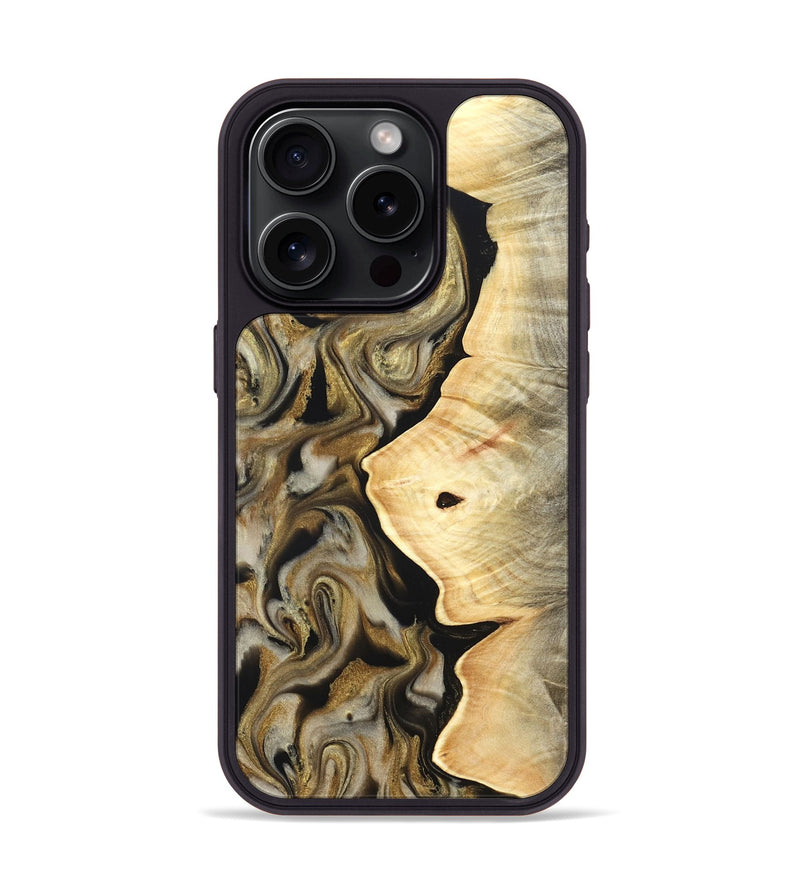 iPhone 15 Pro Wood Phone Case - Freda (Black & White, 824065)
