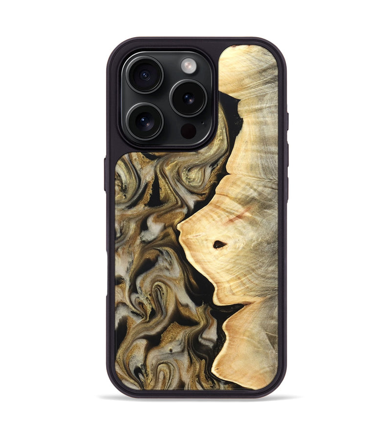 iPhone 16 Pro Wood Phone Case - Freda (Black & White, 824065)