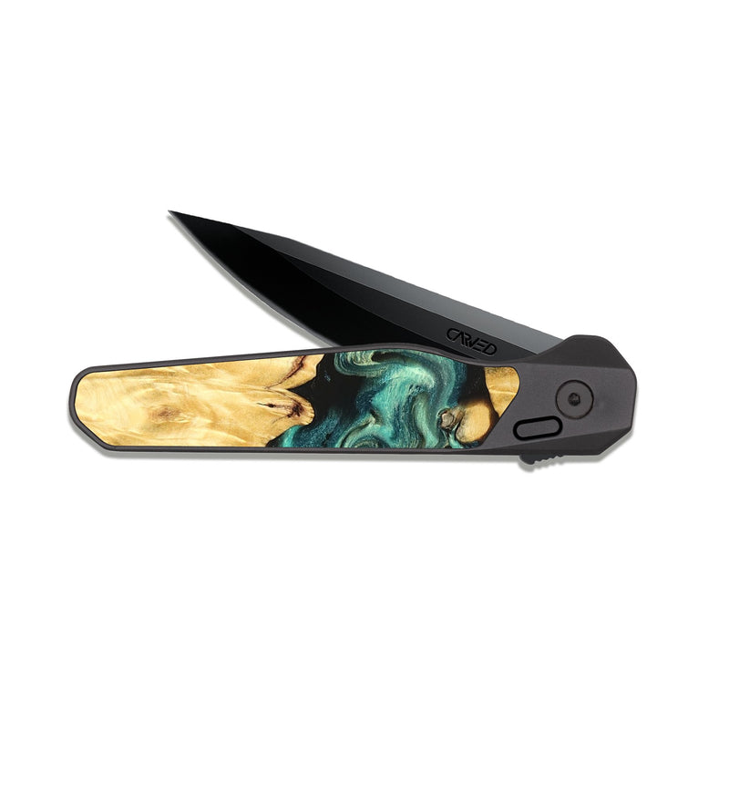 EDC Dark Slate Wood Pocket Knife - Roxana (Green, 824081)