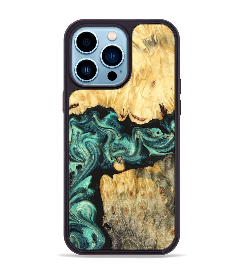 iPhone 14 Pro Max Wood Phone Case - Roxana (Green, 824081)
