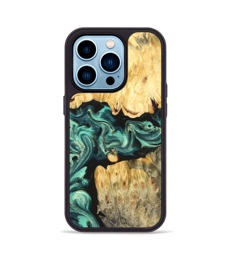 iPhone 14 Pro Wood Phone Case - Roxana (Green, 824081)