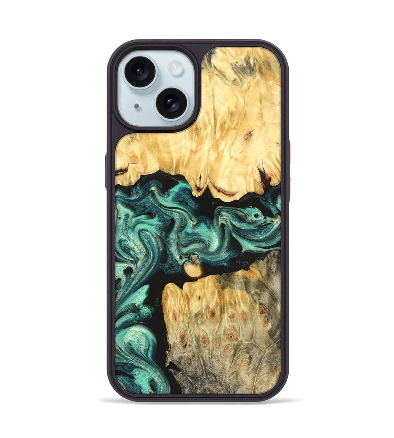 iPhone 15 Wood Phone Case - Roxana (Green, 824081)