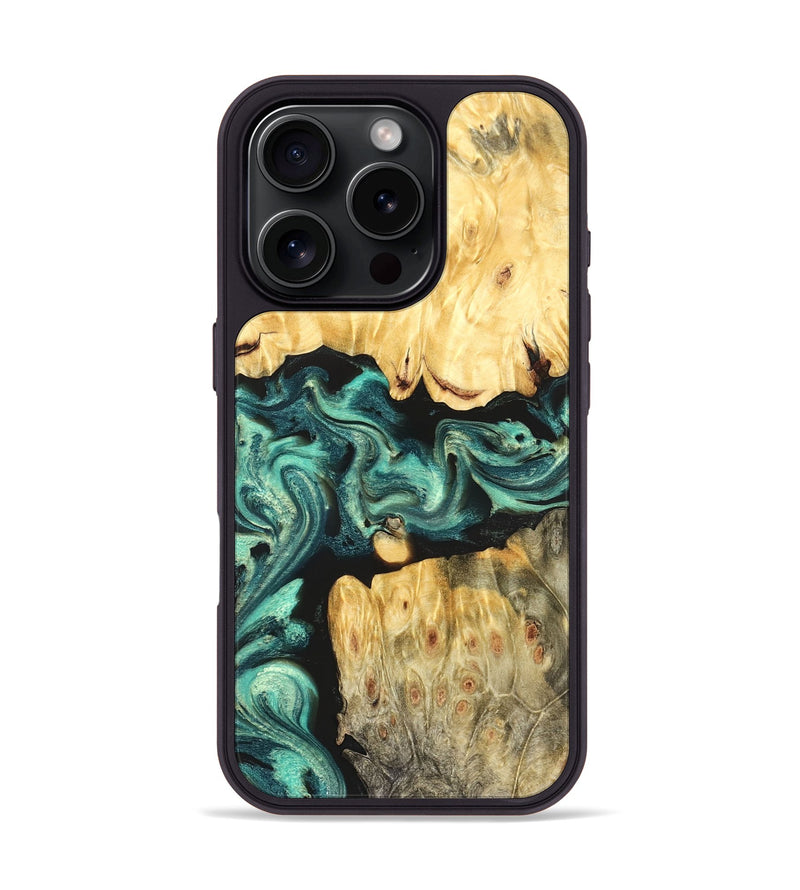 iPhone 16 Pro Wood Phone Case - Roxana (Green, 824081)