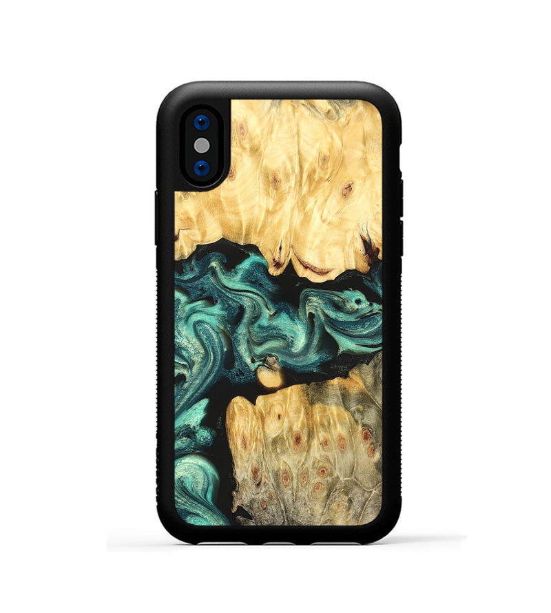 iPhone Xs Wood Phone Case - Roxana (Green, 824081)