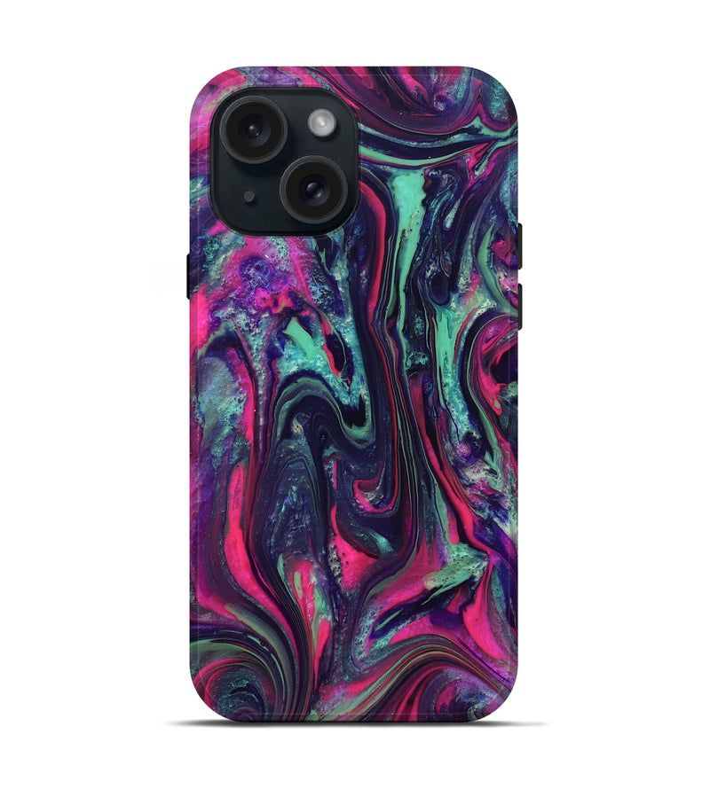 iPhone 15 ResinArt Live Edge Phone Case - Hakeem (Neon, 824104)