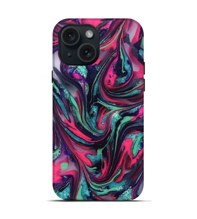 iPhone 15 ResinArt Live Edge Phone Case - Cletus (Neon, 824111)