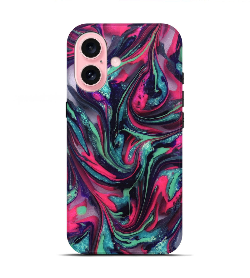 iPhone 16 ResinArt Live Edge Phone Case - Cletus (Neon, 824111)