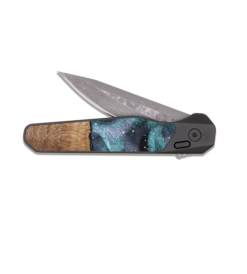 EDC Dark Damascus Wood Pocket Knife - Harriet (Cosmos, 824121)