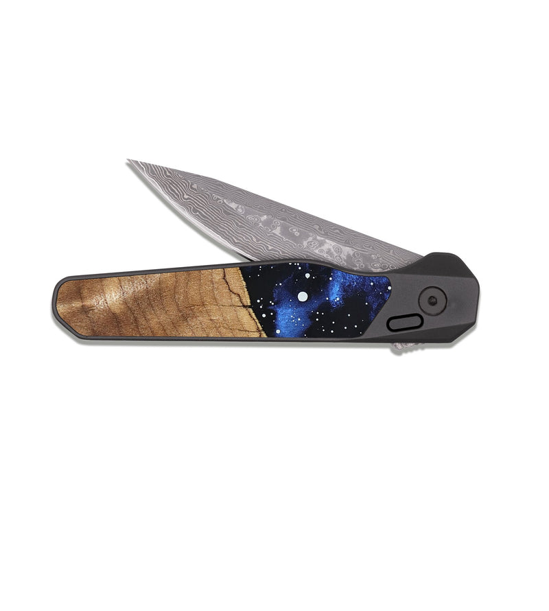 EDC Dark Damascus Wood Pocket Knife - Kailee (Cosmos, 824141)