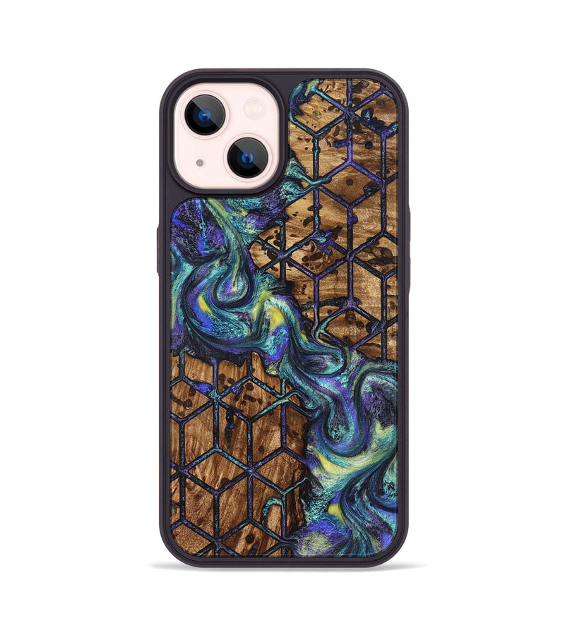 iPhone 14 Wood Phone Case - Pansy (Pattern, 824203)