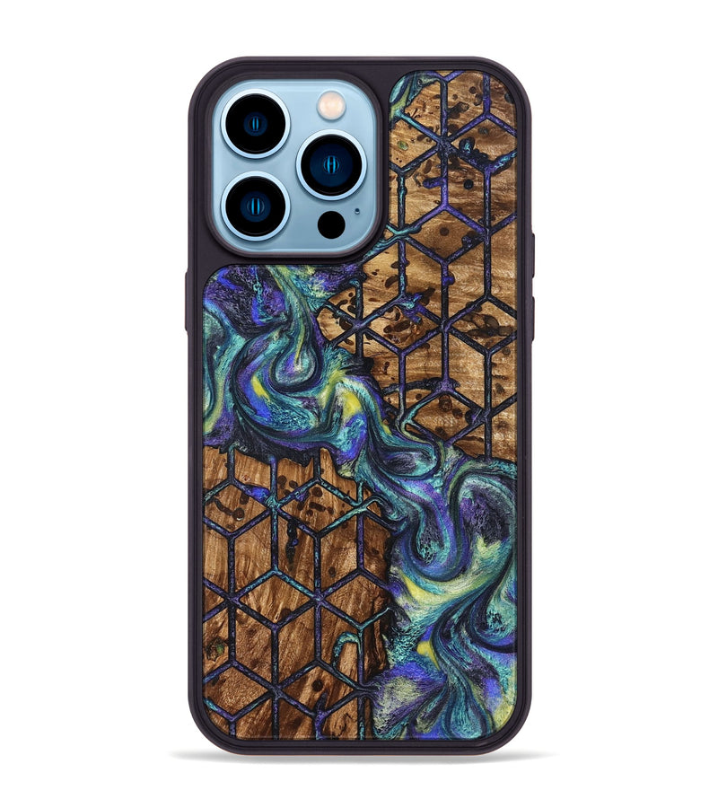 iPhone 14 Pro Max Wood Phone Case - Pansy (Pattern, 824203)