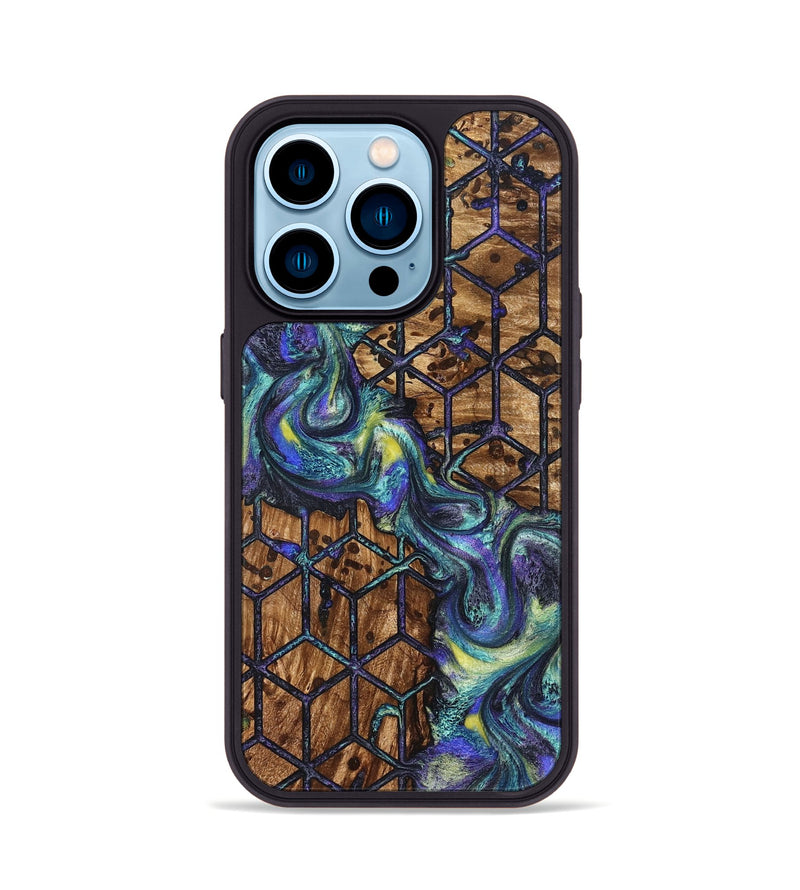 iPhone 14 Pro Wood Phone Case - Pansy (Pattern, 824203)